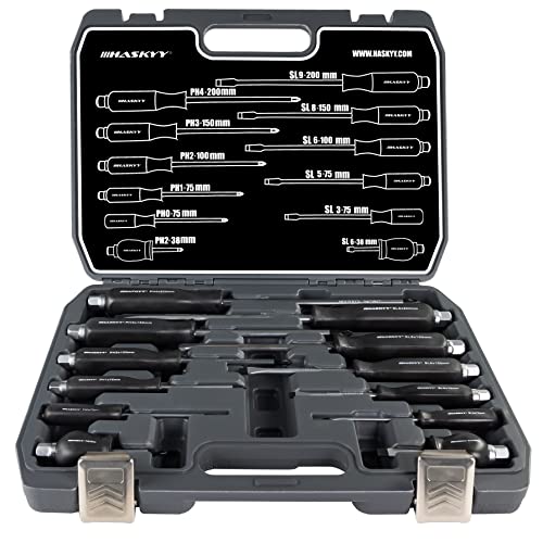 Juego de destornilladores (12 piezas, juego de herramientas, cruz + hoja de cierre, acero al cromo vanadio)