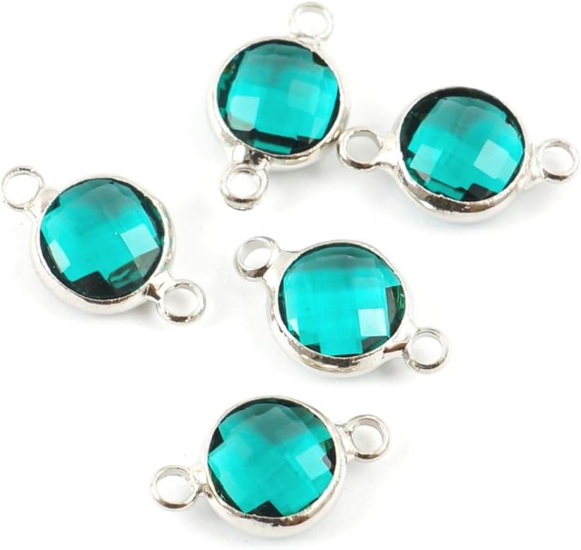 10pcs Adabele Grade A May Emerald Green Birthstone Connector Link 8mm (0.31 Inch) Silver Plated Round Austrian Crystal Bead for Jewelry Making CCP3-S5 - Image 4