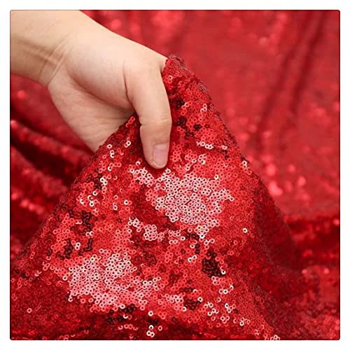 Image of B-COOL Red Sequin Tablecloth Christmas Table Overlays Valentine's Day Table Linen Red Sparkly Wedding for Gathering Banquet Linens 90x156 Inch