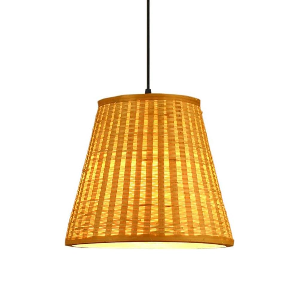 Lampe suspendue en bambou tissé E27 avec cordon réglable style chinois modèle B