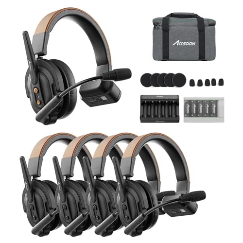 Accsoon Como SE Wireless Headset Intercom System 5-Person Full Duplex 1312ft Team Communication Group Talk, 30+Hour Battery Life