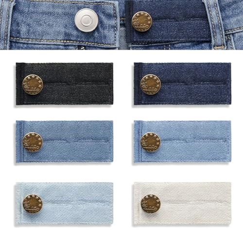 KUTKE 6pcs Denim Pants Extenders jeans button extender button extender for trousers Trouser Extenders Waistband Extenders Adjustable Wasitband Expanders for Pants Jeans Skirt Trousers(6 Colors)
