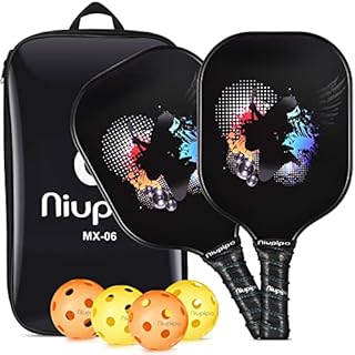 niupipo Pickleball Paddles, USAPA Pro Graphite Pickleball Paddle Set of 2 Pickleball Racquet 4 Pickleball Balls 1 Bag, Polypropylene Honeycomb Core, Graphite Face Cushion 4.25In Grip Lightweight
