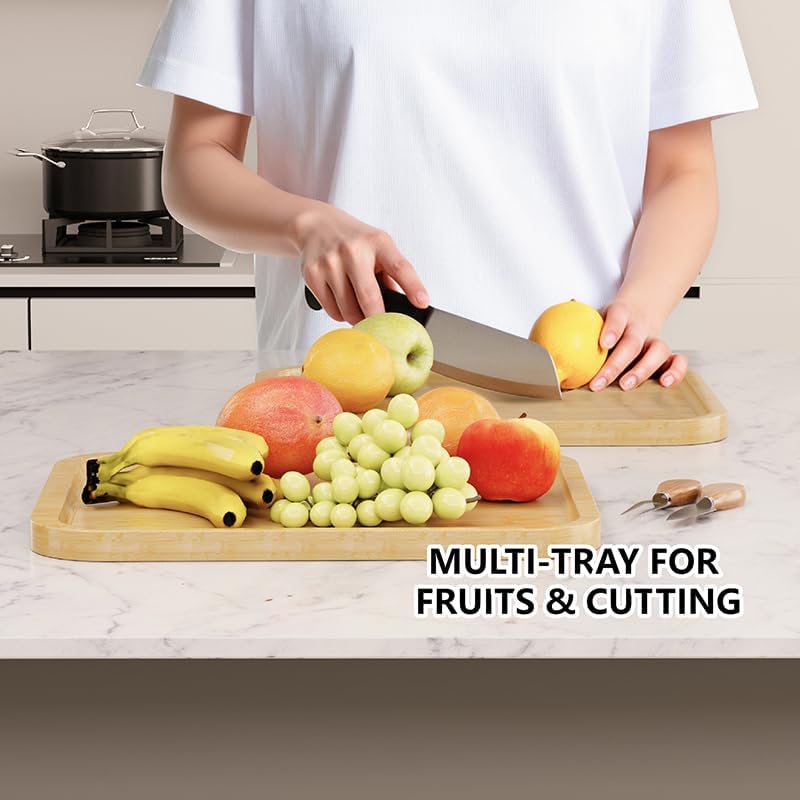 2-Pack Charcuterie Board with Lid - Reversible+ 4-Piece Stainless Steel Cheese Knives, Covered Snack Serving Tray-Large Food Platter，Travel Portable Cheese Board for Picnics & Entertaining - Image 6