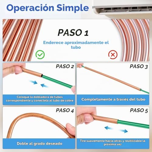 Miniatura 4 de Dobladora De Tubos De Cobre Ca, 6,35 Mm, 9,5 Mm, 12,7 Mm, 15,9 Mm, Kit De Doblado De Tubos Hvac Con Tiras De Plástico Pe Para Sistemas De Aire Acondicionado, Conformado Seguro De Tuberías, Tiras De