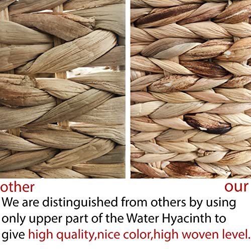 Home Fresh Large 6 Pack 12.5x12.5x12.5 Inch Natural Woven Water Hyacinth Storage Organizer Basket Bin - Collapsible -for Cube Furniture Shelving Wicker Baskets ,Square Rattan Bins For Storage shelves