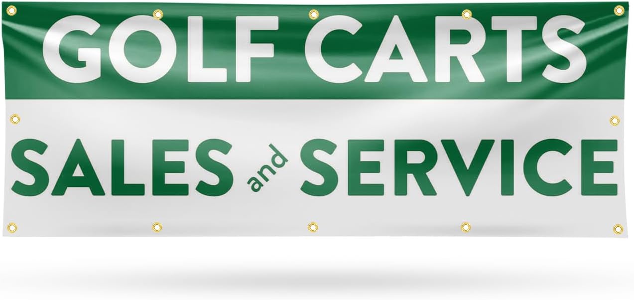 Golf Carts Sales and Service Banner Sign 48 Inch x 96 Inch | 13 oz Vinyl with Metal Grommets | Heavy-Duty Single-Sided Outdoor Durable Printed High-Quality Weatherproof | Made in the USA