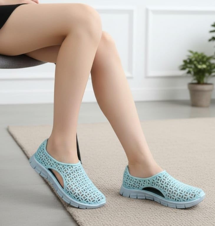 Image of Women's Hollow-Out Slip-On Sandals, Waterproof, Breathable Cutout Design, Casual Flat Shoes