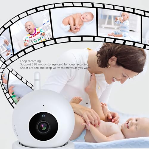 Monitor de Temperatura Ambiente para Bebês, Visão Noturna Rotativa de 360 ​​graus, 100-240V, Monitor