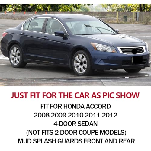 Image of Set of 4 Pcs Mud Flaps Fit for 2008 2009 2010 2011 2012 Honda Accord 4-Door Sedan Guards Mudguards Mudflaps (Not Fits 2-Door Coupe & Sport Models) Mud Splash Guards Front and Rear