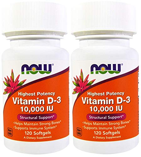 Now Foods Vitamin D-3 10,000 IU 120 Soft Gels (2 Pack)