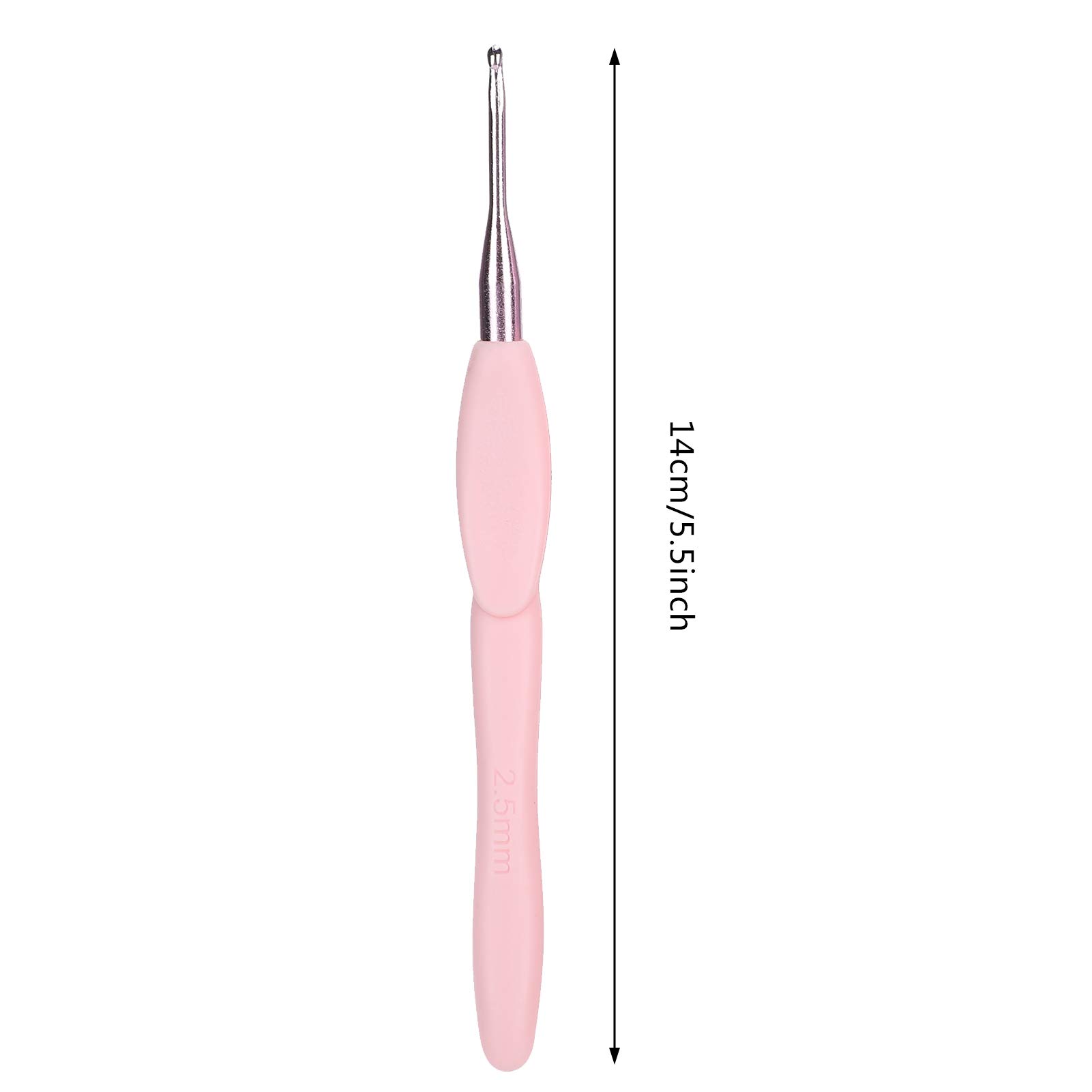8PCS Crochet Hooks Set, 2.5mm-6mm Crochet Gadgets Crochet Hook Needle with Pink Rubber Handle for Beginners DIY Crocheting Knitting Sweater Scarf