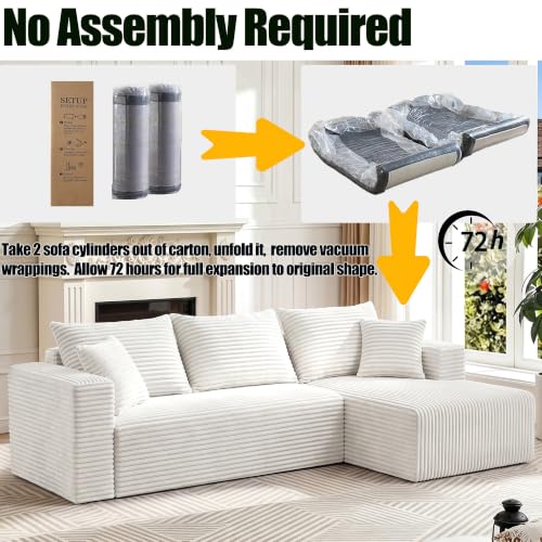 Image of 93 inch Boneless Couch, Modular Sectional Sofa for Living Roo, Beige