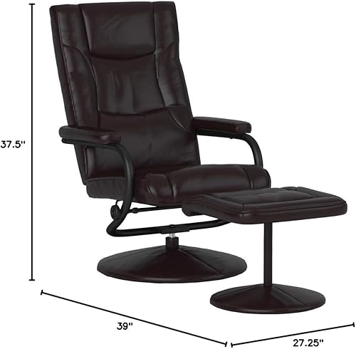 Miniatura 36 de Flash Furniture Rachel - Silla reclinable de LeatherSoft contemporánea multiposición con otomana, silla reclinable giratoria de 360 grados y juego