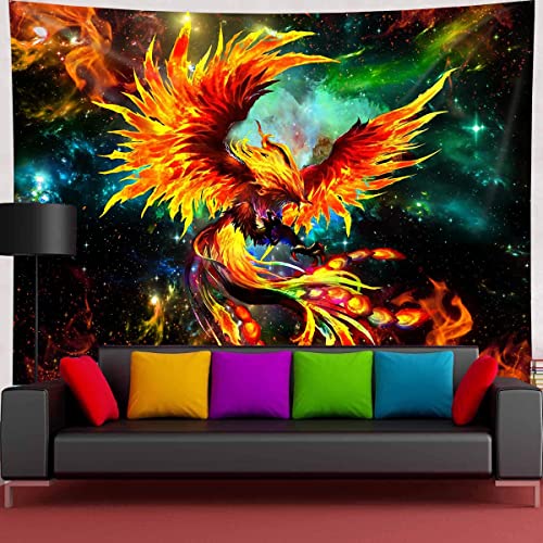 Simsant Fantasy Galaxy Tapestry,Flame Phoenix Tapestries,80X60In Psychedelic Hippie Wall Hanging For Living Room Bedroom Study Decoration Gtxysi841 #TOP7
