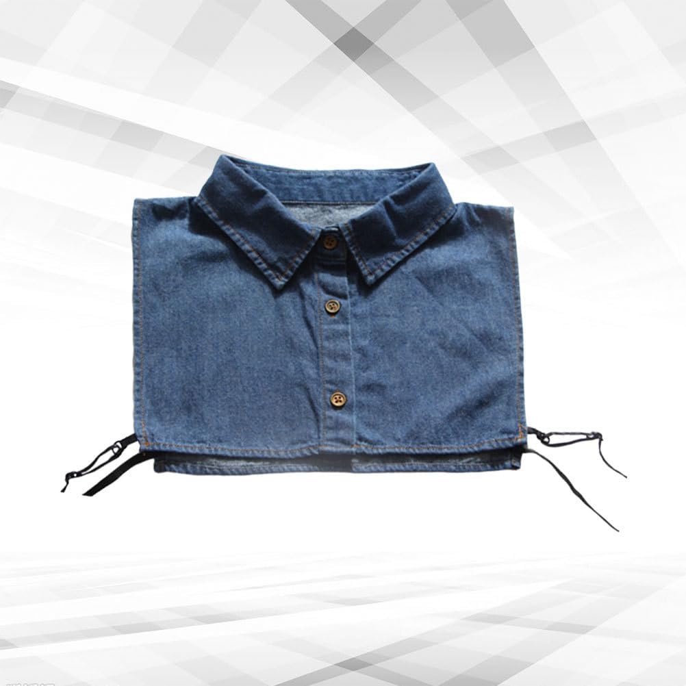 Angoily Detachable Dickey Collar Blouse for Women, Fake Half Shirts Faux False Collar for Girls Favors, Blue Shirt Collar-Stays, Denim Neck Tops Detachable Accessory for Sweater Decoration