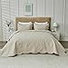 Oversized King Bedspreads 128x120 Extra Wide Quilt for Tall King California King Bed Lightweight 3 Piece Quilted Coverlet Pillow Shams Set Beige