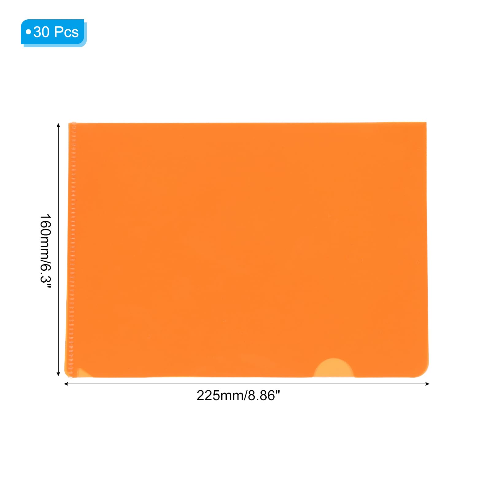 PATIKIL L Type Folders 30 Pack A5 Plastic File Project Pockets Clear Paper Document Jacket Sleeves for Office Orange - Image 2