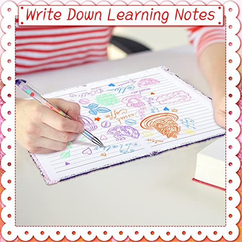 Image of Outus 4 Pcs Sequin Girls Journal Valentines Journal Gift with Color Gel Ink Pens Glitter Notebook Flip Writing Diary for Kids Girl Writing Drawing Travel Gifts(Purple Pink,Heart)