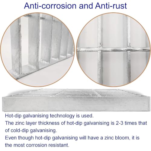 Image of Galvanized Steel Drain Grate, Driveway Channel Cover 18x18 in