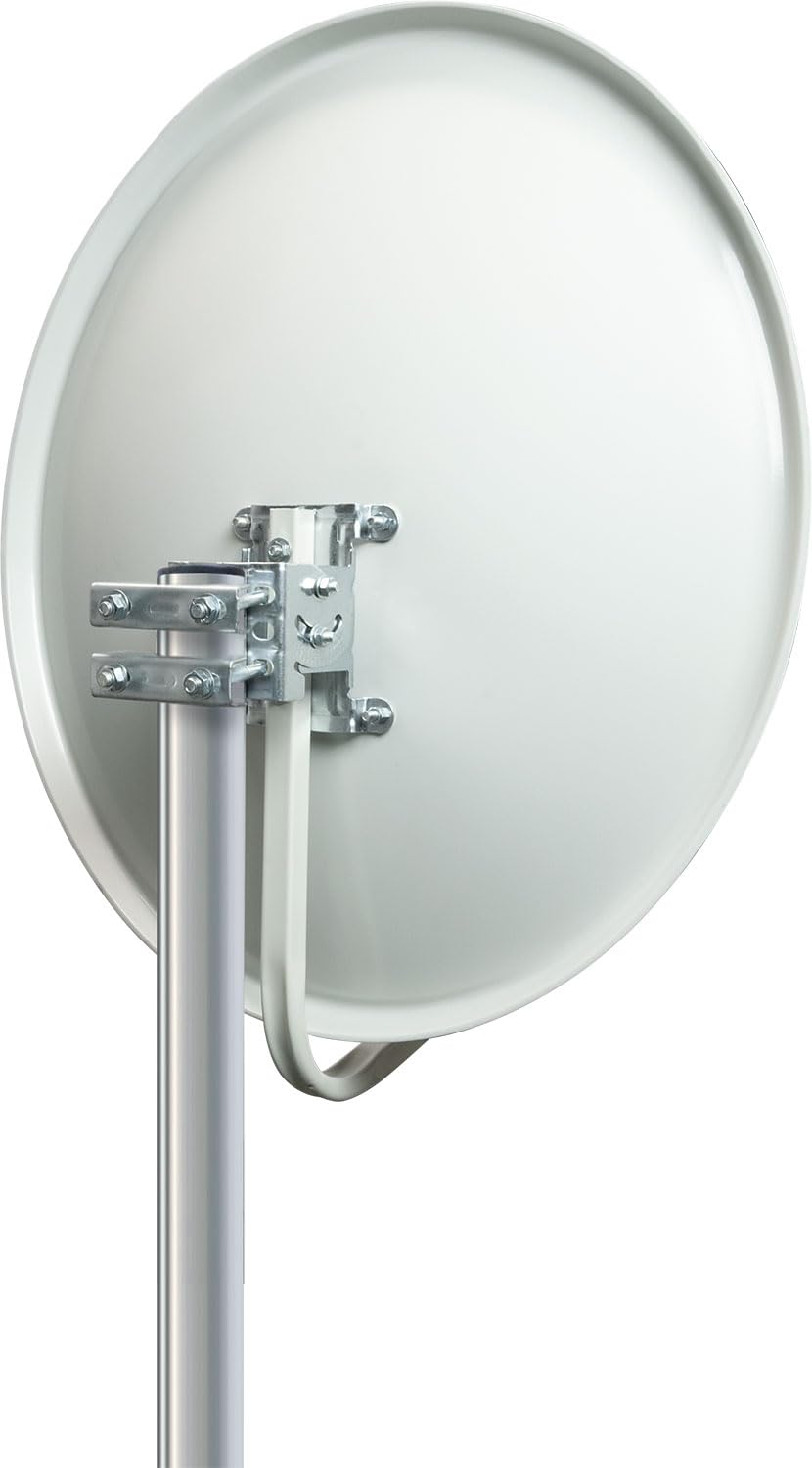 SCHWAIGER 9727 - Sistema de satélite (antena parabólica, cable coaxial de 10 m, antena satélite digital, aluminio, 55 x 62 cm), color gris claro