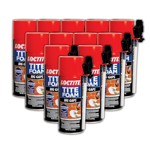 Image of Loctite Tite Foam Big Gaps Spray Foam Sealant, Polyurethane Expanding Foam Insulation - 12 fl oz Can, Pack of 12