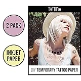 Tattify DIY Temporary Tattoo Paper 2 Sheet Pack For Inkjet Printers, Printable Long Lasting Custom Tattoos At Home, Sticker Transfer Sheets With Clear Instructions, Waterproof And Sweat Resistant