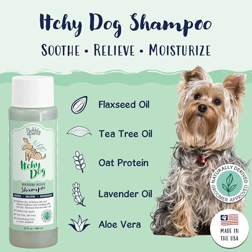Image of Bobbi Panter Itch Relief Dog Shampoo Tea Tree, Lavender & Flaxseed - Soothing Natural Formula for Itchy & Irritated Skin, Moisturizing, Tear-Free, 16:1 Concentrate, Made in USA, 13 oz