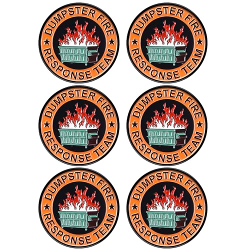Huquary 1/6/12 Pcs Dumpster Fire Response Team Enamel Pins Orange 12 Pcs