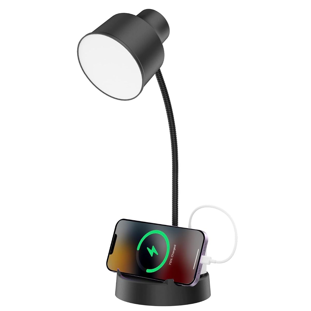 Energetic LED Desk Lamp with Phone Holder Table Lamp with AC Outlet Adjustable