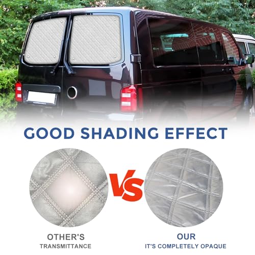 Sonnenschutz Heckscheibe Auto Kompatibel mit VW T5 T6 2003–2024, Doppeltüren Sonnenschutz Interne Thermomatte Heckscheibenblende Fenster Sichtschutz UV-Schutz
