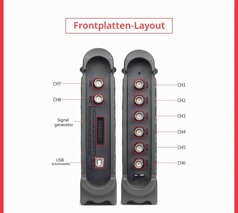 Hantek 1008C PC USB-Diagnosegerät Diagnosegerät für PC /8 Kanäle Program Multi-function Generator Oscilloscope