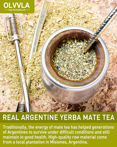 Image of Olvvla - Premium Yerba Mate Tea - 60 Count - 100% Natural Argentine Yerba Mate Tea Bag - Unsmoked Pure Yerba mate - Medium-Caffeine Energy Tea