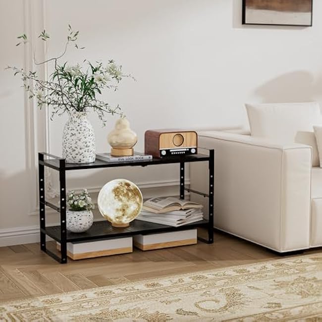 Expandable Countertop Organizer Rack/Shelf with Borders. for Kitchen, Pantry or Office - Heavy-Duty Steel Construction