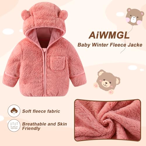 Baby Infant Boys Girls Winter Coat with Fold-Over Mittens Fleece Outwear Jacket Warm Clothes Bear Hooded4