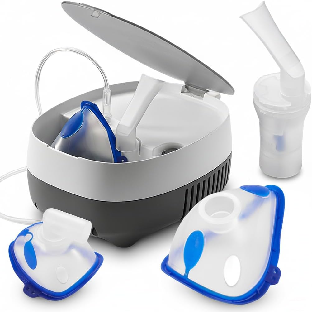 Home Nebulizer Machine with Built-in Storage Compartment - Upgraded Soft Masks for Kids & Adults, Low Noise Compressor Nebulizer with MMAD ≤5μm Fine Mist, Complete Kit