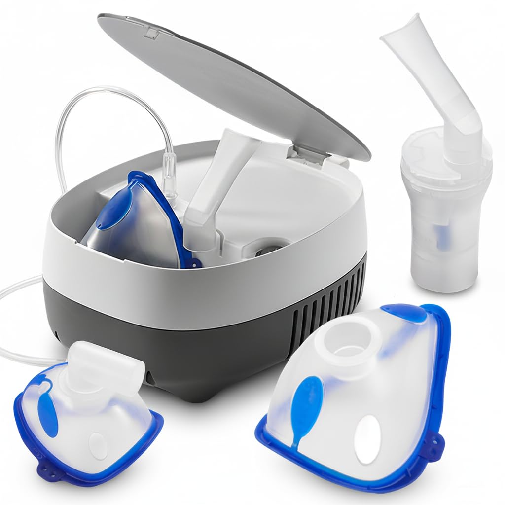 Home Nebulizer Machine with Built-in Storage Compartment - Upgraded Soft Masks for Kids & Adults, Low Noise Compressor Nebulizer with MMAD ≤5μm Fine Mist, Complete Kit