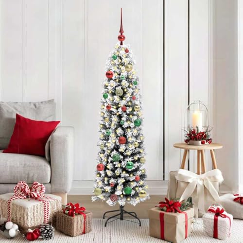 Árbol de Navidad artificial GeenYuu de 150 cm para evitar caídas de hojas con luces LED 2