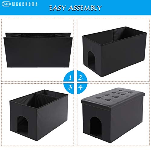 Meexpaws Cat Litter Box Enclosure, Cat Litter Box Furniture Hidden , Cat Washroom Bench Storage Cabinet | Extra Large | Dog Proof | Waterproof Inside / Easy Clean | Easy Assembly | Odor Control #TOP5
