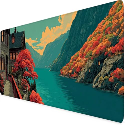 Tapis de Souris Gaming Haute Précision XXL Tapis Lac et Montagne