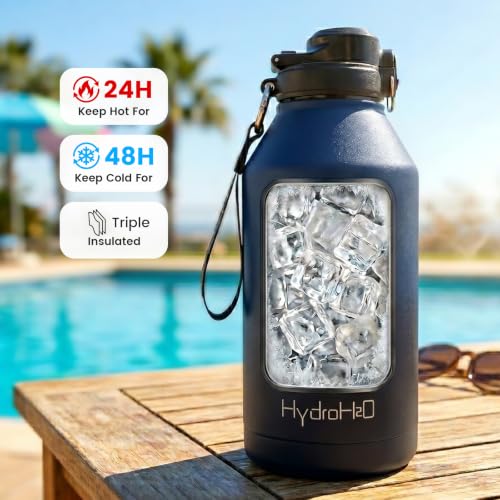 Image of 64 oz Insulated Water Bottle with 2‑in‑1 Pop‑Up Straw & Spout Lid