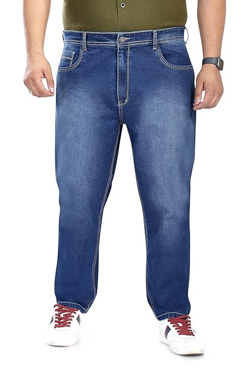 Image of Pluss Tribe - Plus Size Jeans for Men - Denim Jeans - Ideal for Casual, Office Available Sizes : 40 to 52