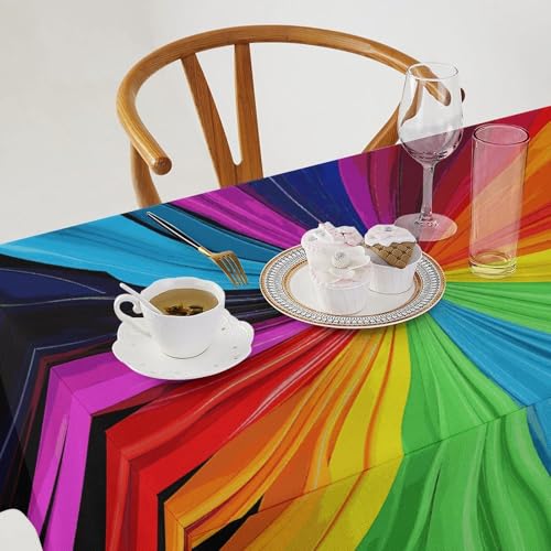 Nappe de table rectangulaire arc-en-ciel lavable : finies les taches