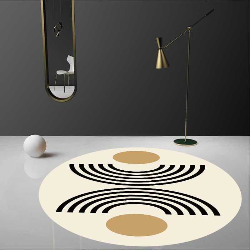 Grand tapis rond 190 cm de salon minimaliste géométrique de qualité