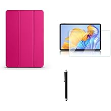 Xiaomi Pad 6 Uyumlu PU Deri 360 Tam Koruma Standl  Katlanabilir Ak ll  Kapak K l f Set, Pembe, Ekran Koruyucu ve Stylus Kalem Dahil