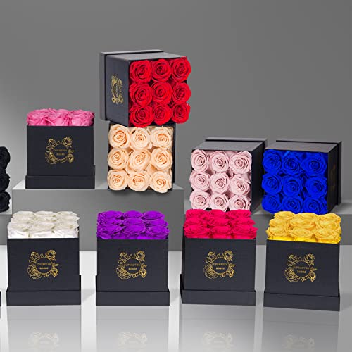 Uforever Roses Preserved Roses In A Box Valentines Day Gifts For Her Mothers Day Roses, Flowers For Delivery Prime, 100% Real Roses That Lasts For Years, Christmas Day, Birthday (Royal Blue) #TOP4