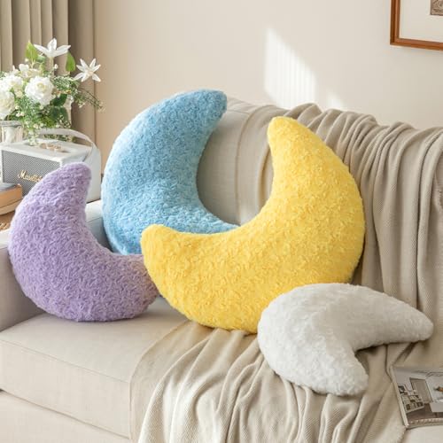 Moon Pillow, Decorative Throw Pillow with Soft Plush for Couch Bed, Cozy Moon Decorative Pillows for Bedroom Living Room, Home Décor Comfort Gift (Blue, 19.6 Inches) by PLAYSKY - Used condition - Image 3