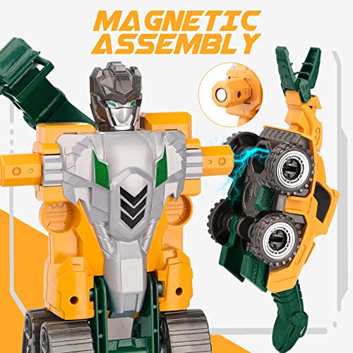 Dreamon Transforming Robot Toys Set For Boys,5-In-1 Magnetic Construction Vehicles For Kids Ages 4-7,5 Pcs Stem Building Toys Gift For Kid #TOP3