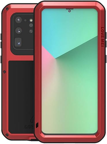 LOVE MEI Funda compatible con Samsung Galaxy S20 Ultra, deportes al aire libre, resistente al agua, a prueba de golpes, polvo y suciedad, aluminio