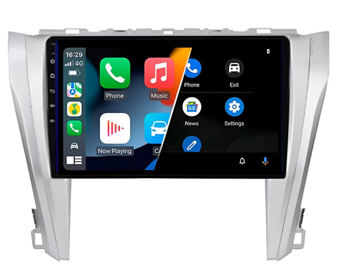 Car radio Android 14 - Toyotta Camry 2015-2017, Apple CarPlay and Android Auto, touch tactile 9 channels, multimedia system HD without film | Wi-Fi, RDS, DAB+ (T4 (4 GB/64 GB) 8 cœurs 5G QLED)